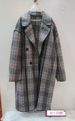 千鸟格双面绒大衣外套 咨询库存下单 120胸