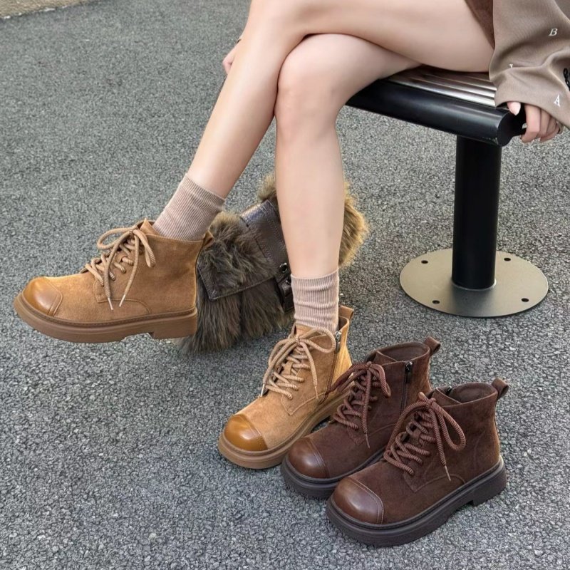 2026春夏季厚底磨砂皮英伦风复古马丁靴女美拉德短靴工装靴侧拉链,女鞋,马丁靴,淘宝优惠券,粉丝福利购,淘宝优惠卷