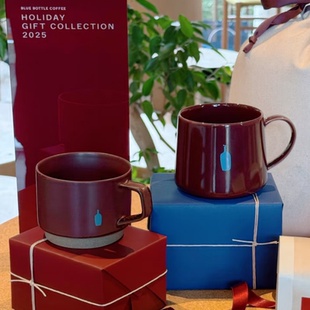 日版bluebottle蓝瓶咖啡限定豆沙色复古红棕陶瓷咖啡马克杯340ml