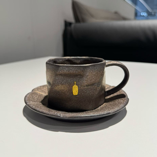 日版bluebottle蓝瓶粗陶鎏金色咖啡杯套装带碟杯子办公桌杯250ml