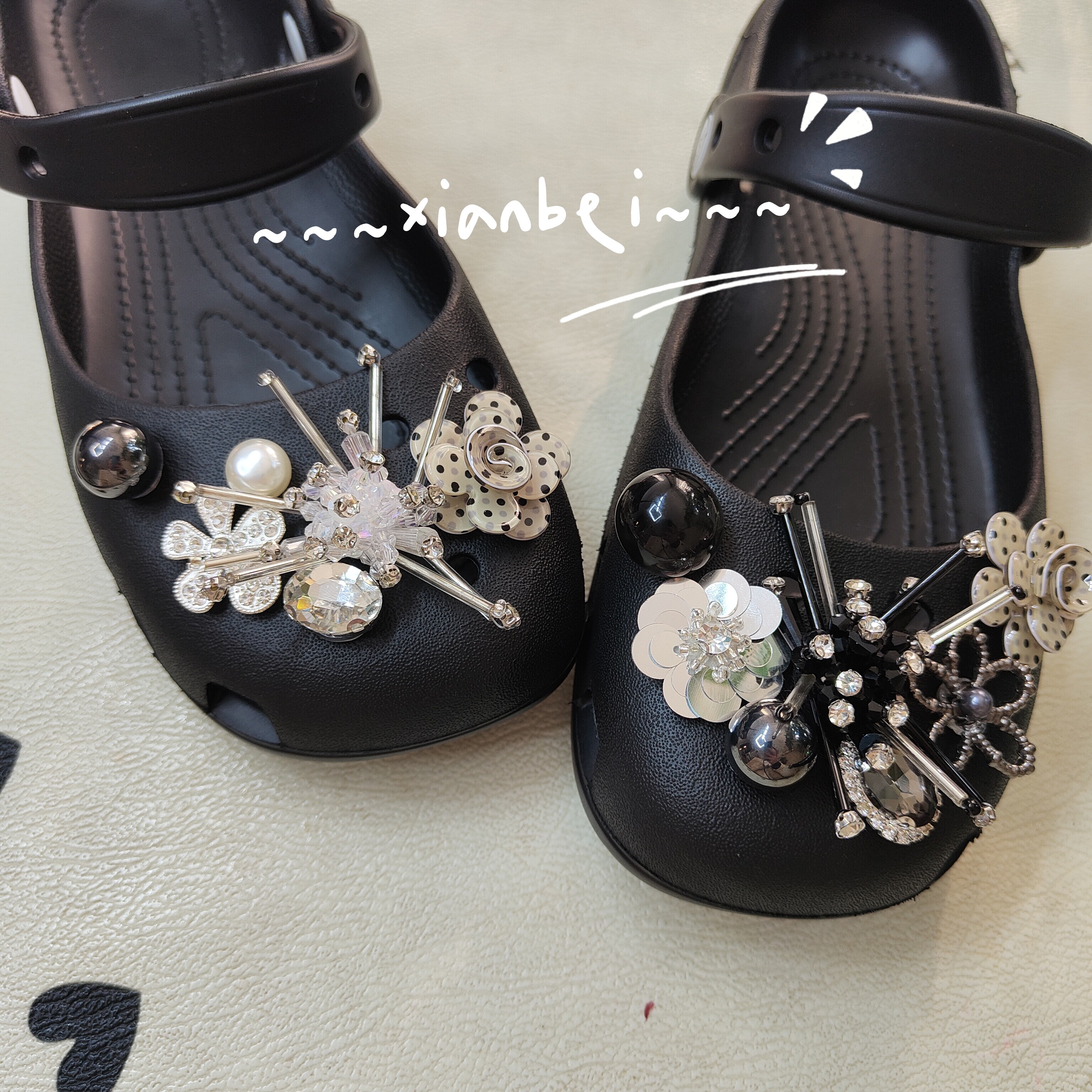 【暗夜芭蕾】适配卡骆驰crocs洞洞鞋芭蕾鞋果冻鞋高级感鞋花配件