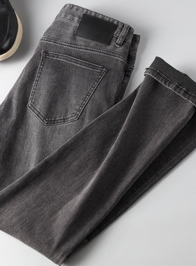 入秋基础百搭款 魅力灰黑色牛仔裤子 男士商务休闲修身直筒牛仔裤