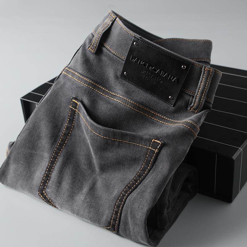 25春秋季时尚百搭休闲长裤子男装轻奢修身弹力中腰商务水洗牛仔裤