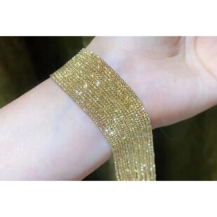 爆闪蹦迪链18K金项链白金黄金玫瑰金彩金Au750超闪车花配链颈饰女