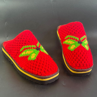 2021纯手工钩编织好的男女成品毛线拖鞋贵州结婚陪嫁结婚鞋平底