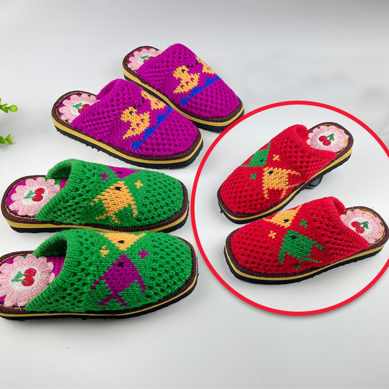 毛线拖鞋结婚陪嫁毛线拖鞋手工
