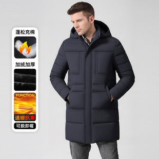 男士中长款棉服男款冬季加绒加厚棉袄棉衣爸爸冬装外套跨境亚马逊
