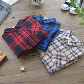 特价 儿童偏厚格纹衬衣 衬衫 无补 男童磨毛格子长袖