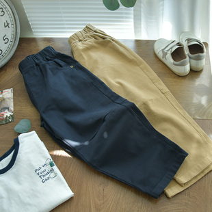柔软的水洗棉布~儿童臀腿宽松休闲裤男童卡其藏青替校裤直筒长裤