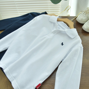 亲肤珠地网眼棉 翻领打底t恤 男童翻领T恤儿童纯色纯棉polo衫 长袖
