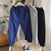 儿童宽松简约基础运动长裤 秋冬男童纯色百搭收脚毛圈棉休闲卫裤