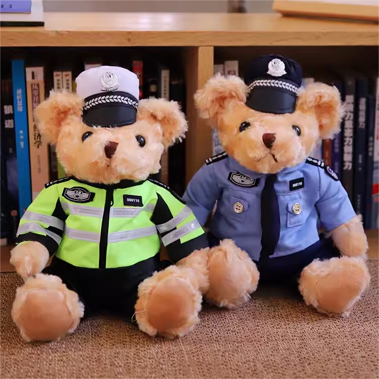 毛绒玩具警察熊机车挂饰制服PP棉