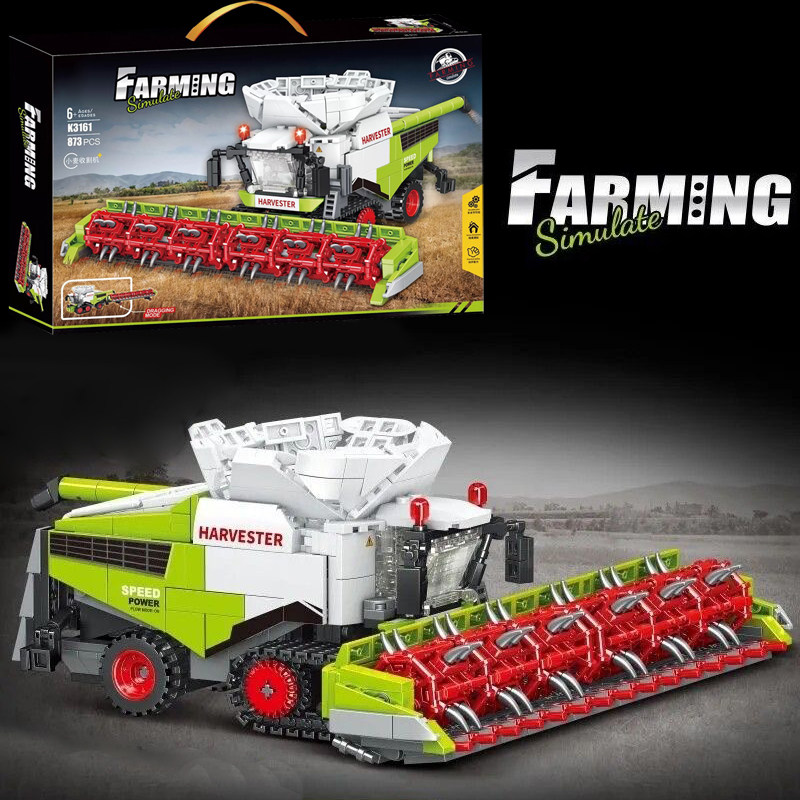 新款收割机积木农业工程车拖拉机械组益智拼装玩具儿童生日礼物男