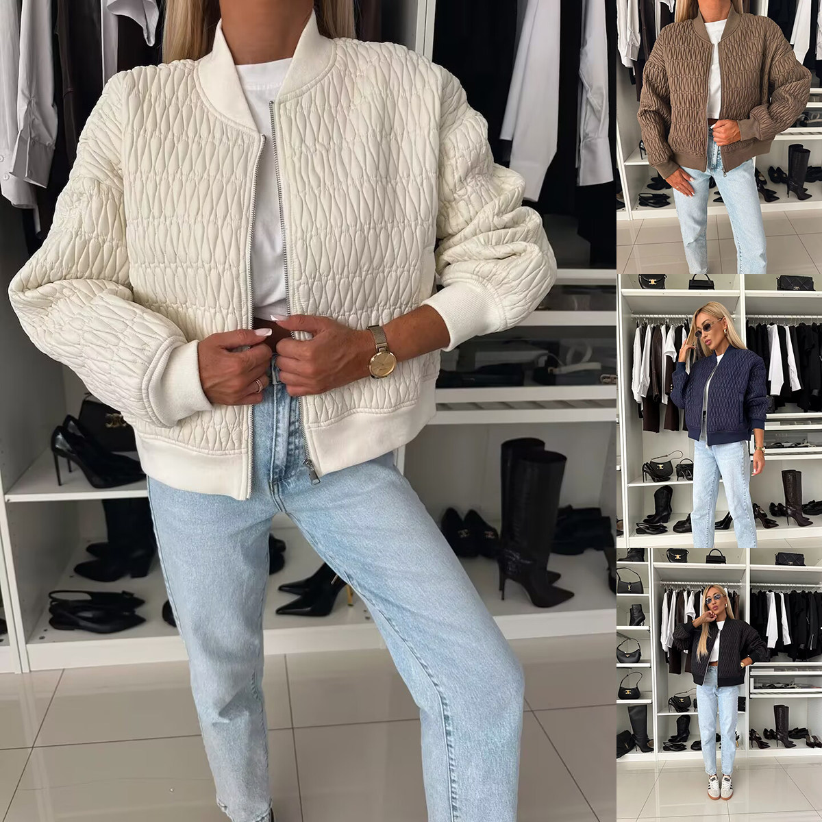 秋冬新款女装欧美纯色绣花个性街棉衣/棉服