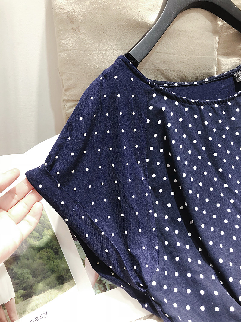 波点上衣德国单莫代尔雪纺拼接