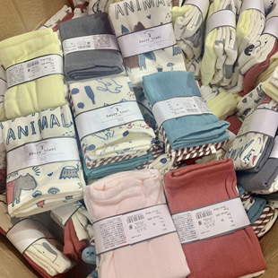 眼花缭乱日单纯棉小方巾 3条一组 狠实用