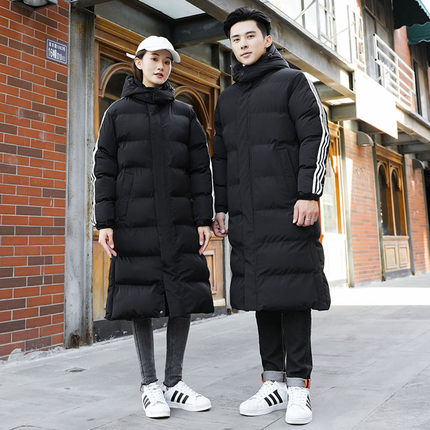 11111黑色长款棉袄男加棉冬季保暖情侣