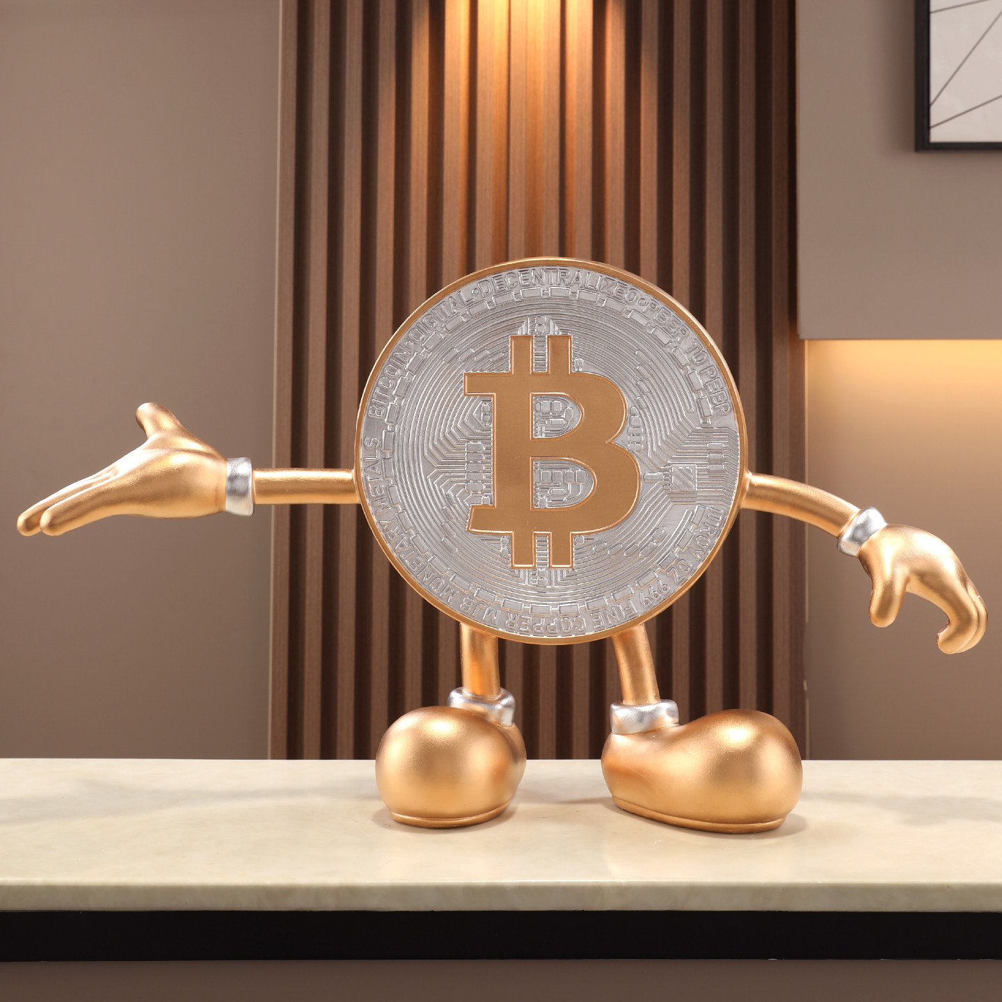 金币造型创意摆件比特币家居客厅电视柜玄关酒柜装饰开业乔迁送礼
