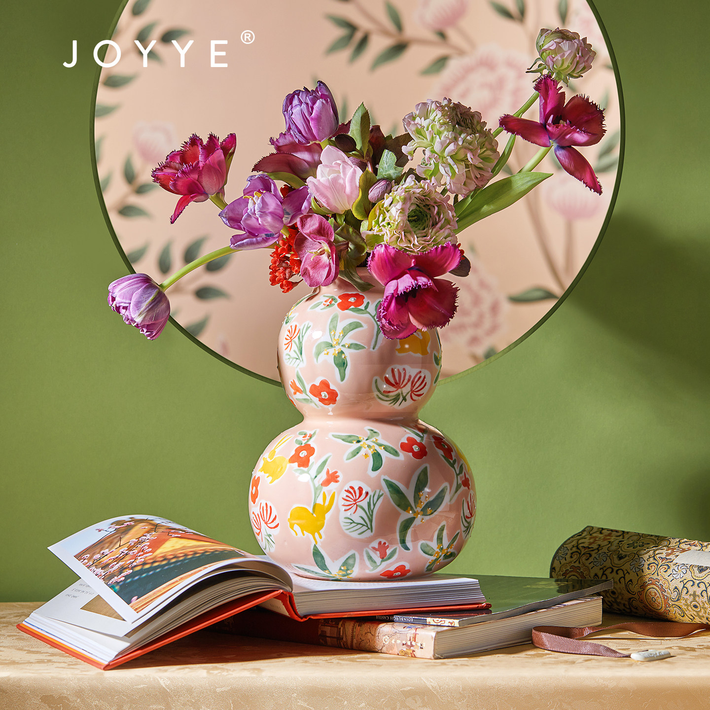JOYYE卓艺釉下彩故宫合作款陶瓷花器插花摆件高档新中式花瓶礼盒图片