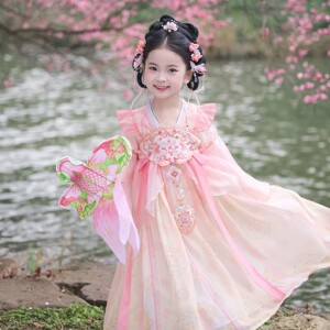女童汉服古风渐变刺绣夏季公主裙