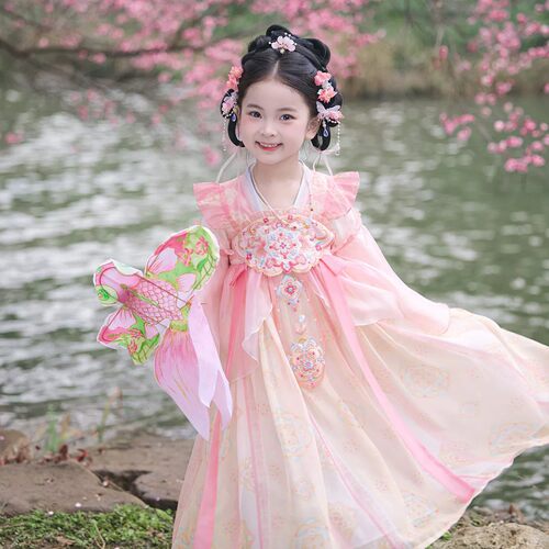 女童汉服古风渐变刺绣夏季公主裙