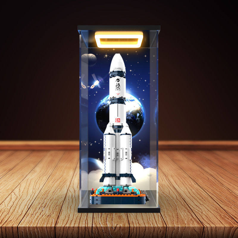 亚克力回型灯展示盒适用 佳奇积木 破晓荣耀火箭 中国航天模型
