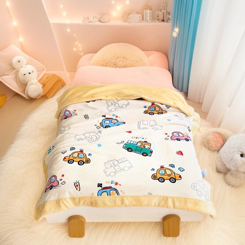 婴童牛奶绒毛毯冬季加绒加厚盖被珊瑚绒幼儿园宿舍午睡毯沙发毯子