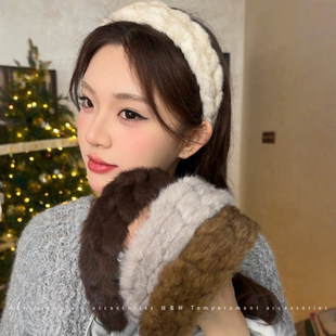 秋冬氛围感毛绒宽边发箍女款 高颅顶洗脸防滑头箍日常百搭发卡头饰
