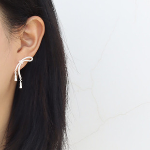 复古气质绳结流苏蝴蝶结耳钉小众设计轻奢简约百搭高级感耳饰