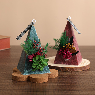 圣诞节家居装饰蜡烛圣诞节桌面装饰品可点燃香薰无味蜡烛干花