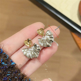 咖色爱心银杏叶耳环女2025新款 高级感耳钉轻奢小众显气质耳饰 爆款