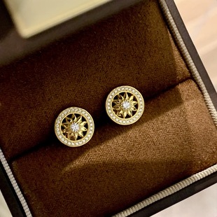 太阳女神耳钉镀金时尚 轻奢高级感精致气质百搭小清新优雅气质耳饰