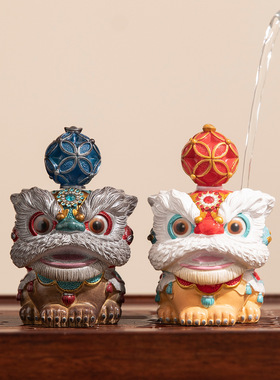 感创意高级玩茶具配件新款醒狮办公变色书桌茶茶宠摆件茶桌小众