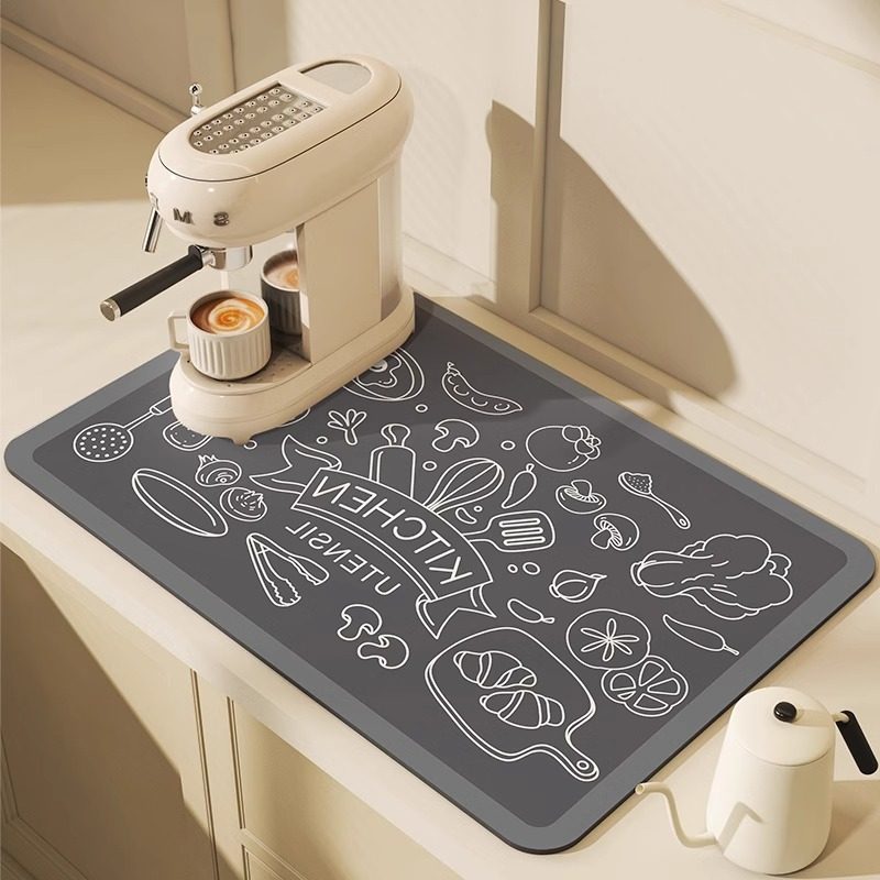 现代简约家用厨房沥水垫吸水速干洗手台防滑垫子碗盘餐具控干垫
