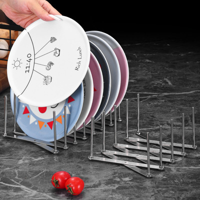 不锈钢多功能碗碟置物架可伸缩收纳架蒸架可调节沥水架厨房碗盘架