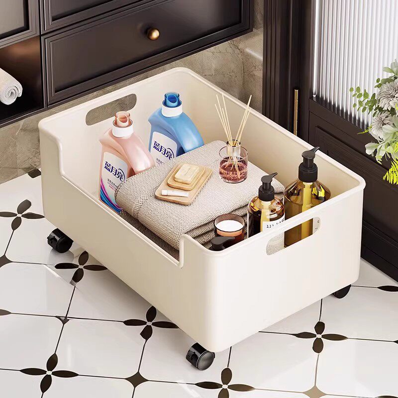 浴室柜下置物架带轮小推车卫生间洗漱台下脏衣篓篮子脏衣服收纳筐