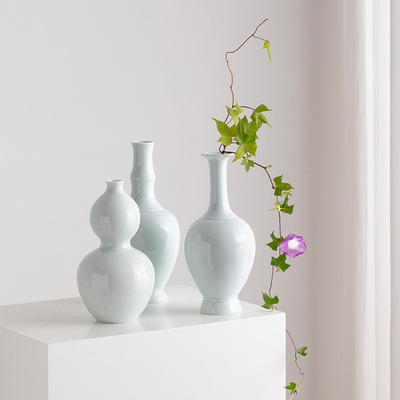 新中式禅意陶瓷装饰干花水培花瓶客厅茶室桌面插花摆件摆设