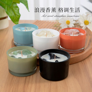 晶石ins风香薰蜡烛卧室香氛小众高级伴手礼大豆蜡马卡龙系列香薰