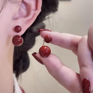 S925银针时尚 两戴大小珍珠耳钉女精致轻奢小众设计高级感秋冬耳环