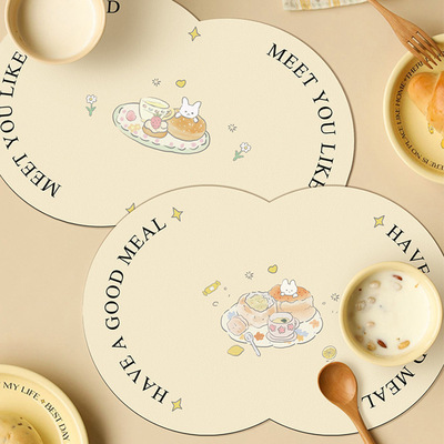 皮革餐垫隔热防烫防水西餐垫小熊学生餐桌垫儿童餐垫餐具防滑垫子