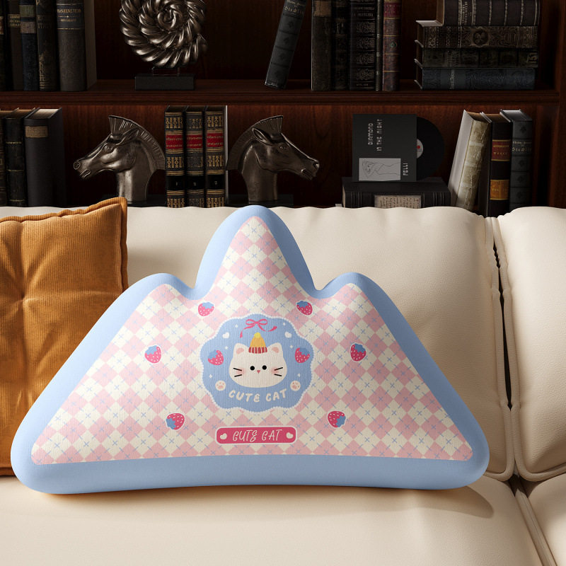 可爱客厅沙发靠山抱枕办公室工位山形形状靠枕转椅座椅腰枕靠背垫