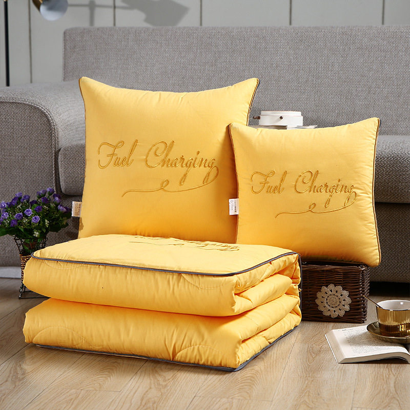 全棉刺绣抱枕被子两用纯棉加厚车载靠枕汽车靠垫办公室午睡枕头