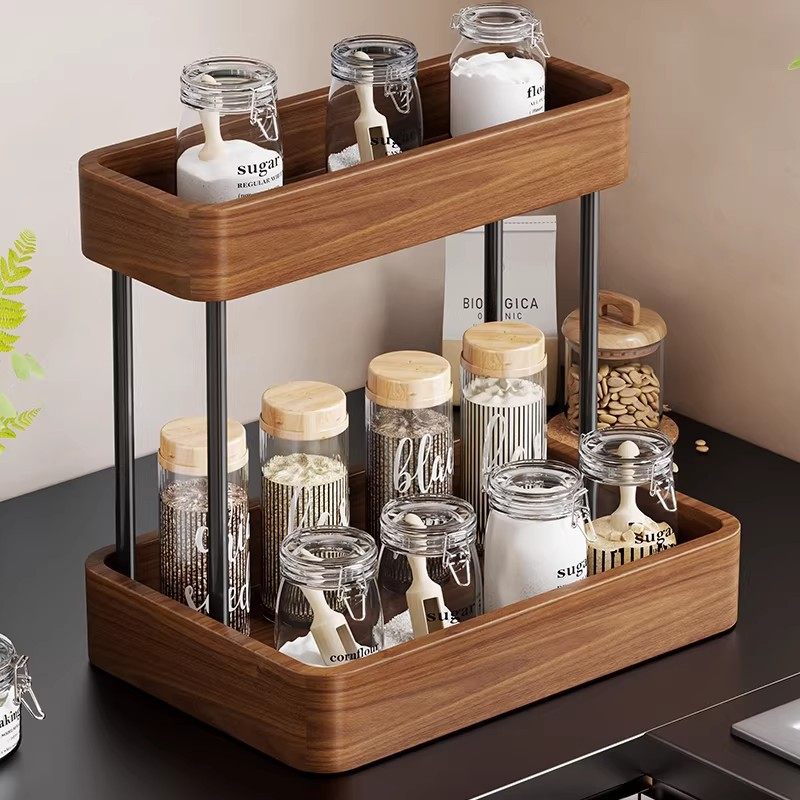 实木厨房调料架家用台面窄小调味品置物架多功能油盐酱醋收纳支架