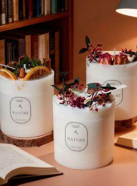 森系干花香薰蜡烛婚礼伴手礼手工无烟大豆蜡生日礼物香氛家居摆件