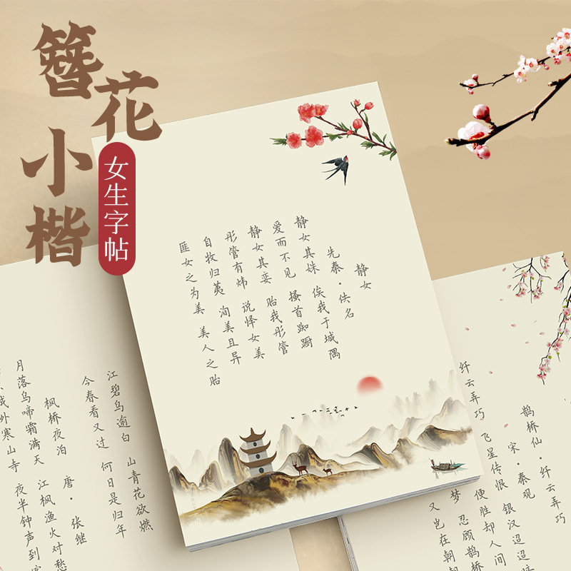 簪花小楷字帖诗经饮水词成人男生女生硬笔书法练字钢笔临摹练