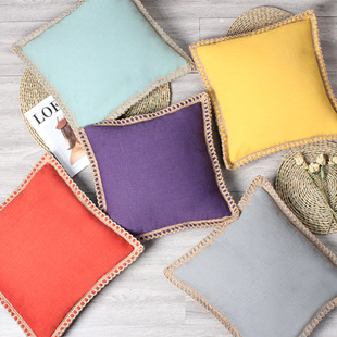 严选家居棉麻抱枕客厅装 饰沙发靠枕纯色简约汽车靠垫枕套