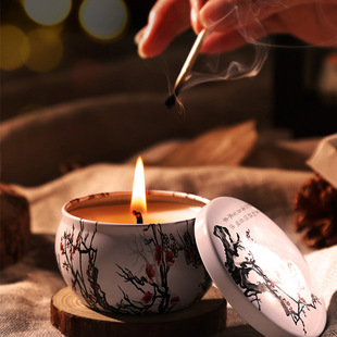 室内专用草本香固态清新天然大豆马口铁罐蜡烛创意薰衣草香薰蜡烛