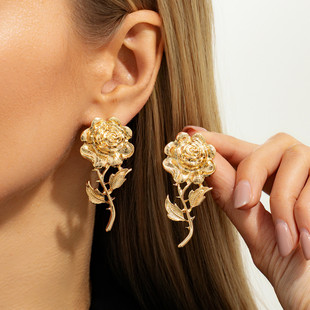 欧美风夸张耳饰复古花朵爱心时尚 潮流设计感耳环时髦 耳钉新款