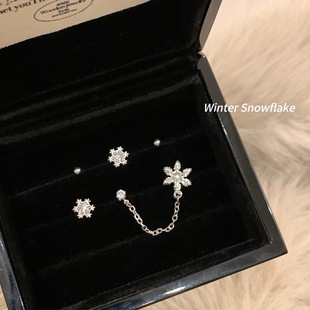 雪花超仙锆石耳链套装 百搭 耳钉女原创设计圣诞精致高级感气质时尚
