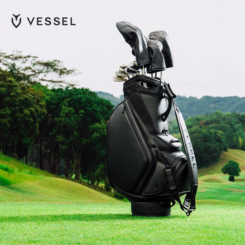 VESSEL高尔夫球包男士 9寸皮革防水泼golf bag职业球袋可装全套杆